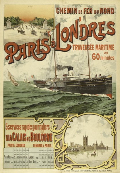 Chemin de fer du Nord. Paris à Londres via Calais, 1890. Creator: Gray (Boulanger), Henri (1858-1924).