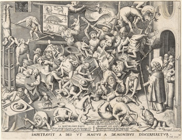 The Fall of the Magician Hermogenes (After Pieter Brueghel I), 1565. Creator: Heyden, Pieter, van der (1538-1572).