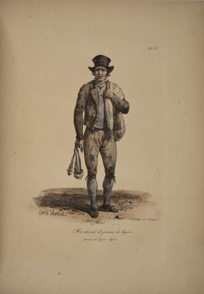 Rabbit skin vendor. From the Series "Cris de Paris" (The Cries of Paris), 1815. Creator: Vernet, Carle (1758-1836).
