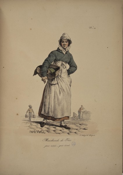 Pea seller. From the Series "Cris de Paris" (The Cries of Paris), 1815. Creator: Vernet, Carle (1758-1836).