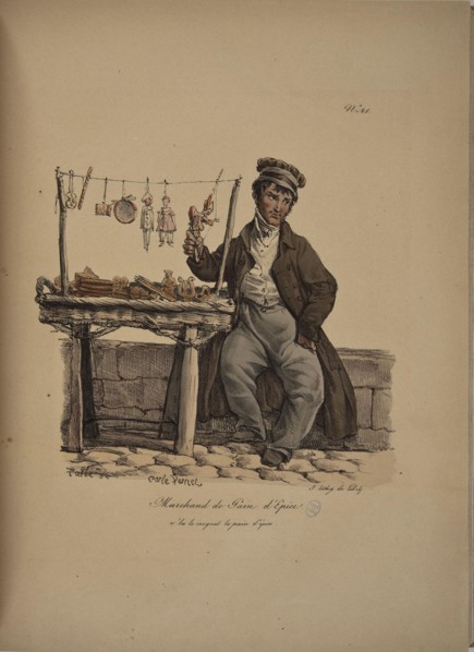 Gingerbread merchant. From the Series "Cris de Paris" (The Cries of Paris), 1815. Creator: Vernet, Carle (1758-1836).