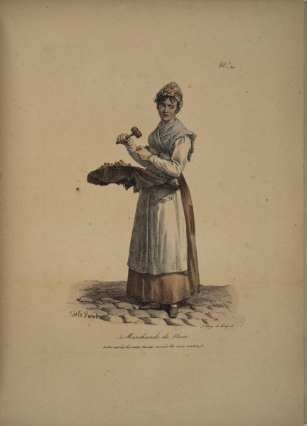 Nut seller. From the Series "Cris de Paris" (The Cries of Paris), 1815. Creator: Vernet, Carle (1758-1836).