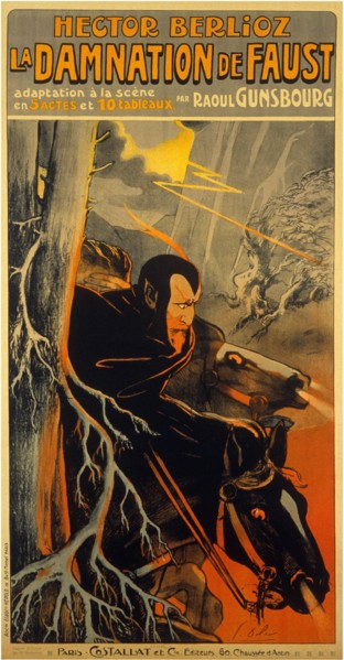 Poster for the Opera "La damnation de Faust" by Hector Berlioz, c. 1910. Creator: Dola (Edmond Vernier), Georges (1872-1950).