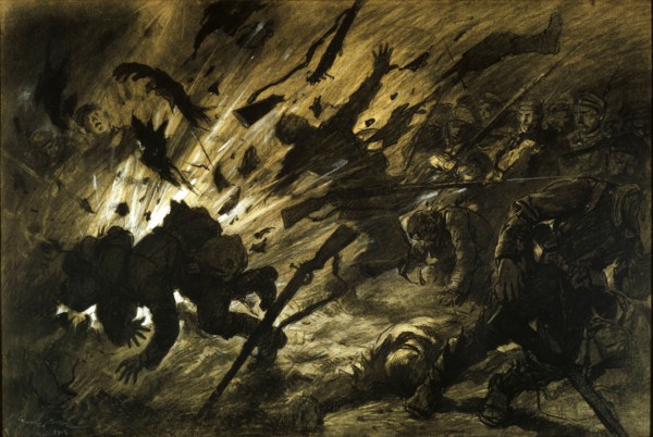 Grenade explosion at night, 1915. Creator: Scott, Georges Bertin (1873-1943).