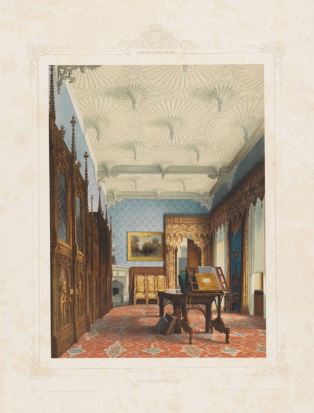 Interior view of the library in Babelsberg Palace, Potsdam, 1853. Creator: Graeb, Carl (1816-1884).