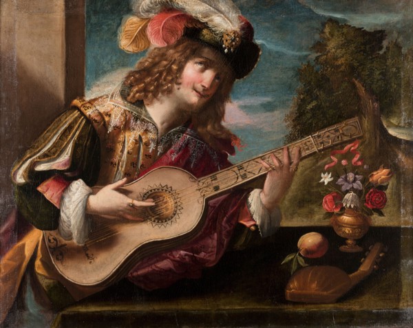 Ritratto di suonatore con chitarra (Portrait of a Guitar Player), 1636. Creator: Pombioli, Tommaso (1579-1636).