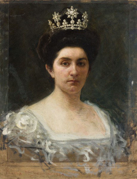 Portrait of Princess Elena of Montenegro (1873-1952), Queen of Italy, 1904. Creator: Grosso, Giacomo (1860-1938).
