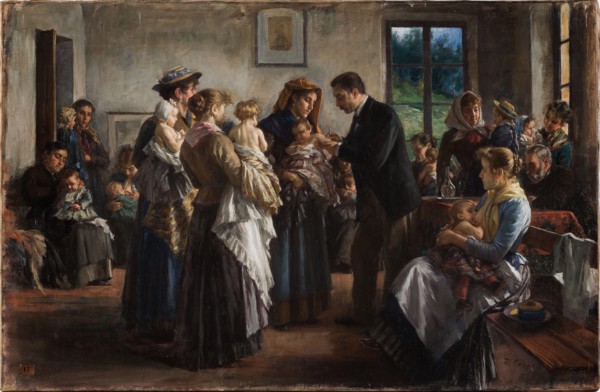 La vaccinazione nelle campagne (Impfung auf dem Lande) , 1894. Creator: Cosola, Demetrio (1851-1895).