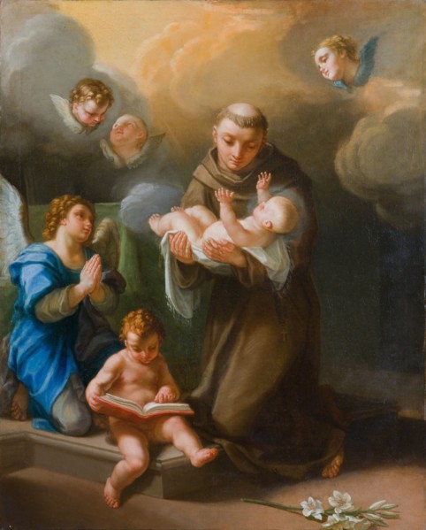 Saint Anthony of Padua with baby Jesus. Creator: Luti, Benedetto (1666-1724).
