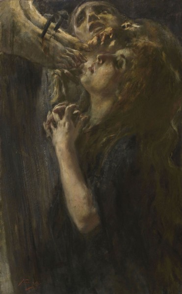 The three Marys at the foot of the cross, End of 19th century - early 20th century. Creator: Previati, Gaetano (1852-1920).