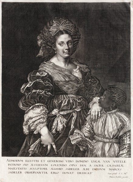 Portrait of Laura Dianti with a young servant, 1600-1625. Creator: Sadeler, Aegidius (1575-1629).