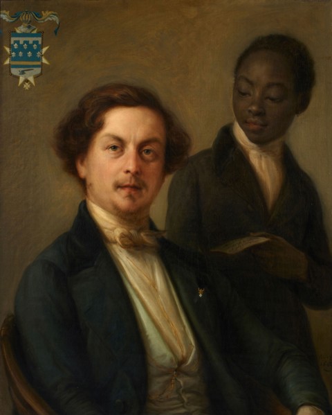 Portrait of Count Giuseppe Manara with his Ethiopian servant, 1842. Creator: Carnovali, Giovanni (1804-1873).