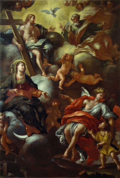 Trinity, Madonna and Guardian Angel, c.1710. Creator: Del Pò, Giacomo (1654-1726).