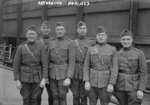 Returning marines, 1918 or 1919. Creator: Bain News Service.