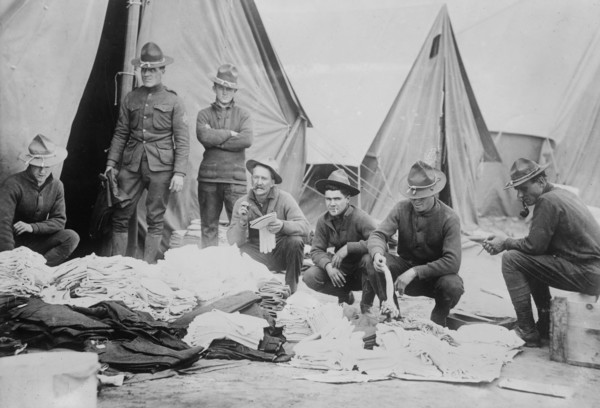 Soldiers at Camp Cotton, Texas border, between c1910 and c1915. Creator: Bain News Service.