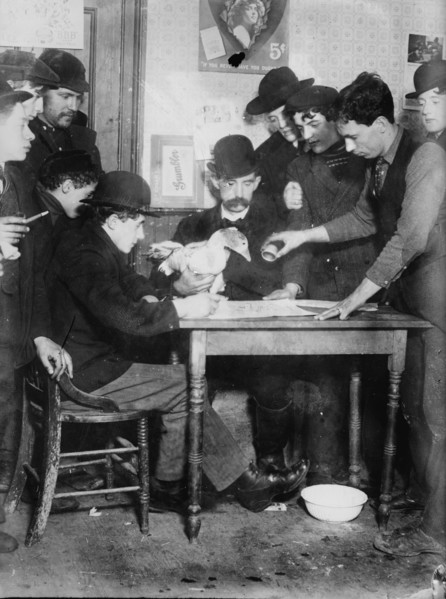 Raffle for goose Xmas [Christmas], 1910. Creator: Bain News Service.
