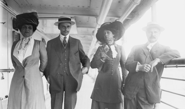 Mrs. G. Gould, Jay Gould, Marjorie Gould, and Geo. Gould, in boat deck, 1911. Creator: Bain News Service.