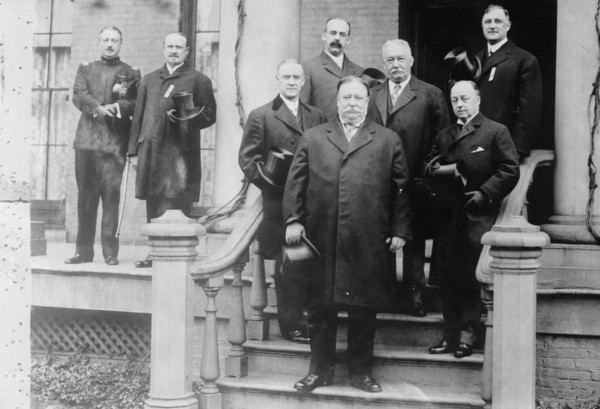 President Taft, Sec'y Knox at home of Ansley Wilcox, Buffalo, 1910. Creator: Bain News Service.