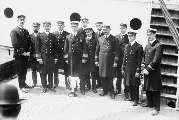 Capt. Rostron & under officers of CARPATHIA [ship], 1912. Creator: Bain News Service.