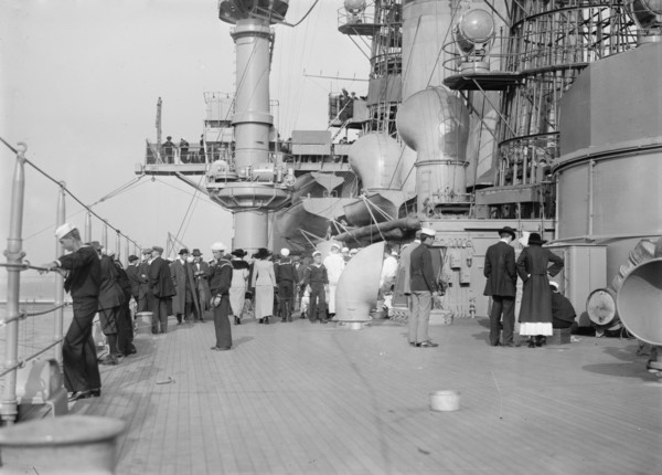 On deck of USS Arkansas, between c1910 and c1915. Creator: Bain News Service.