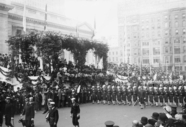 U.S. Sailors in Columbus Day Parade, between c1910 and c1915. Creator: Bain News Service.