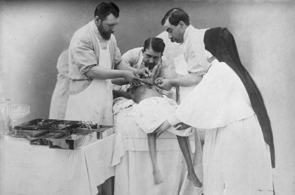 Binding arteries of Hindoo twins after operation, 1902. Creator: Bain News Service.