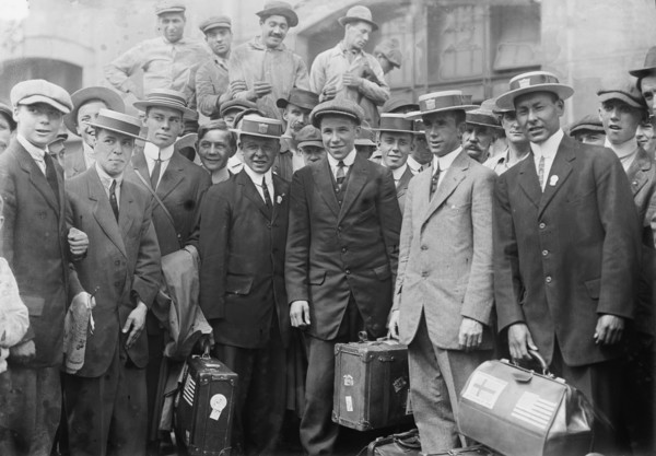 Olympic athletes arrive. Thos. H. Lilley, Andrew Sockalexis, 1912. Creator: Bain News Service.