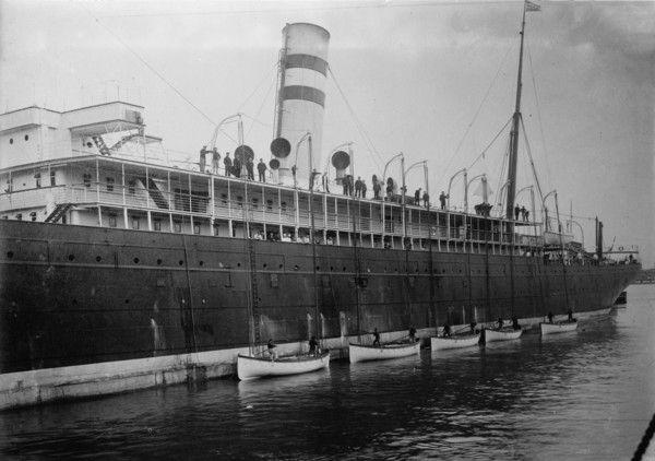 Life boats launched, Holland America line, between c1910 and c1915. Creator: Bain News Service.