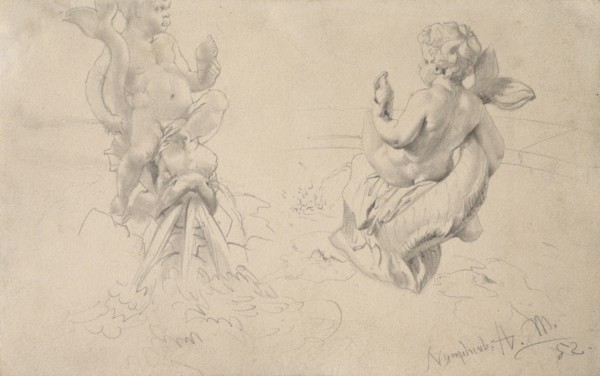 Tritons From The Nymphenburg Park, 1852. Creator: Adolph Menzel.