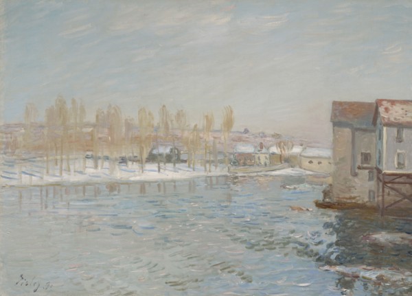 The Loing And The Mills Of Moret, Snow Effect, 1891. Creator: Alfred Sisley.
