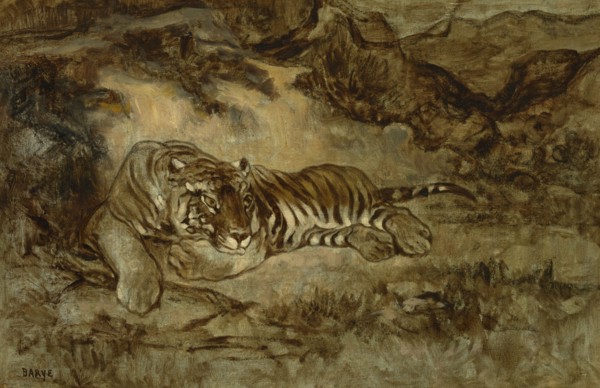 Tiger At Rest, c1850-70. Creator: Antoine-Louis Barye.