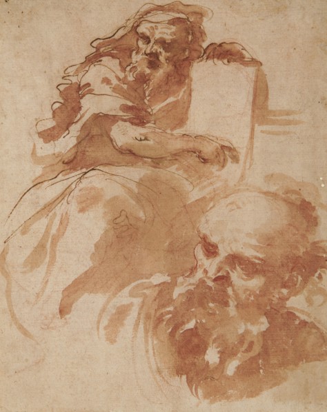 Recto: Seated Prophet, c1677-78. Creator: Domenico Maria Canuti.