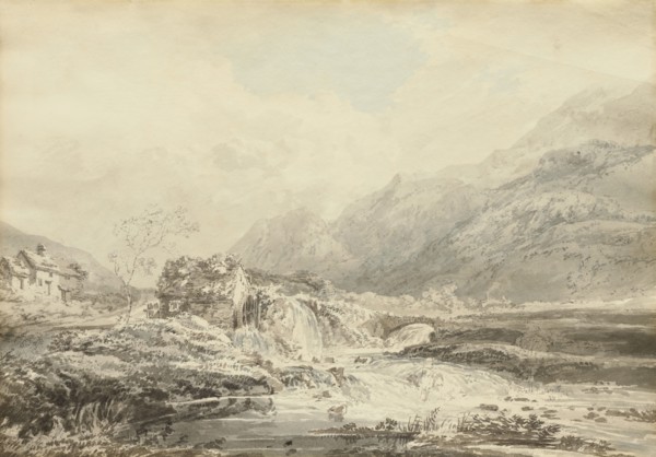 Mountainous Landscape With Overshot Mill And Bridge, c1795. Creator: Thomas Girtin.