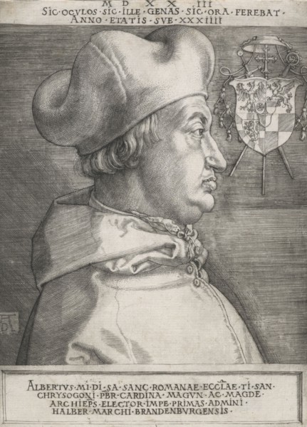 Cardinal Albrecht of Brandenburg (The large cardinal), 1523. Creator: Albrecht Durer.