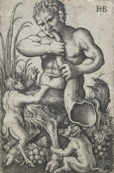 Satyr sounding a horn, 1531-1550. Creator: Sebald Beham.