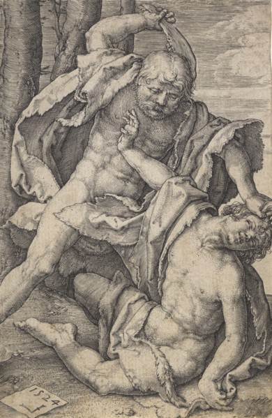 Cain killing Abel, 1524. Creator: Lucas van Leyden.