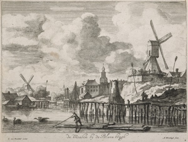 Views of Amsterdam. Plate 3.  De Meulende Blaeu brugh, 1663-1690. Creator: Abraham Blooteling.