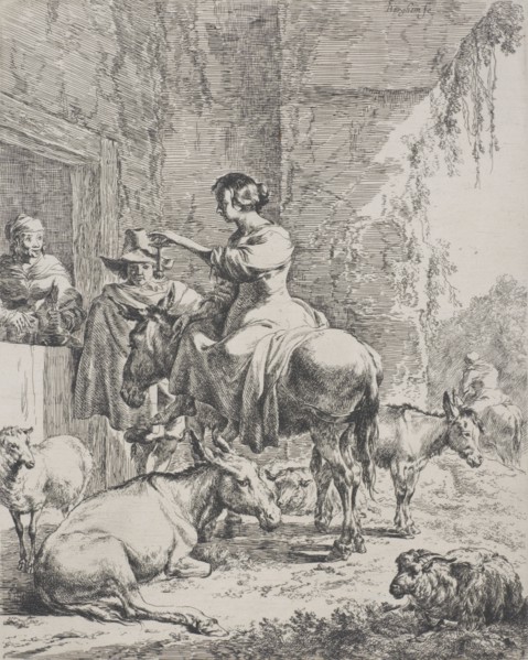 The rest before the inn, c.1652-55. Creator: Nicolaes Berchem.