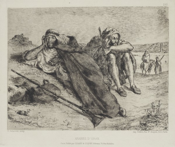 Eaux-Fortes Modernes. Plate 197. Arabes d'Oran (Arabs of Oran), 1833. Creator: Eugene Delacroix.