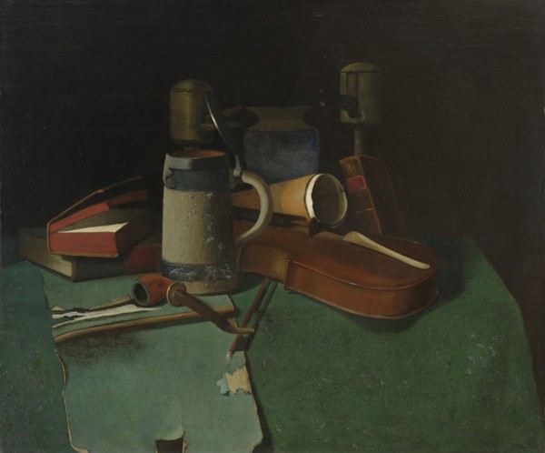 Books, Mug, Pipe and Violin, 1880. Creator: John Frederick Peto.