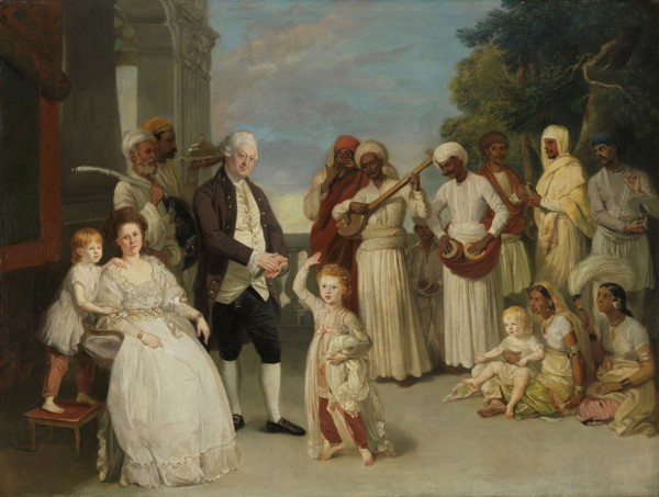 Group Portrait of Sir Elijah and Lady Impey, 1783. Creator: Johan Zoffany.