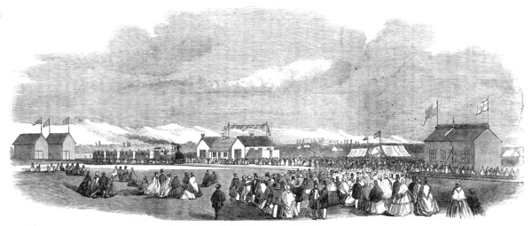 Opening of the first railway in New Zealand, at Christchurch, Canterbury Province, 1864. Creator: Unknown.