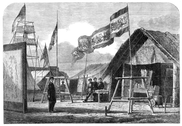 The Taeping Rebellion in China: entrance to Ching-Wang's tent, Soo-Chow, 1864. Creator: Unknown.