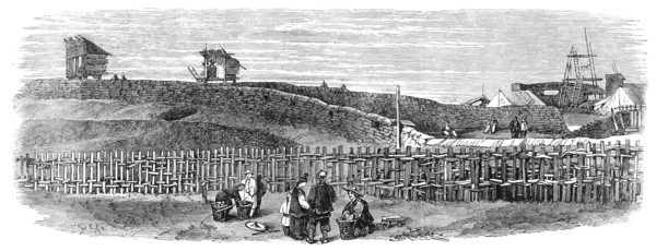 The Taeping Rebellion in China: outside of the stockade where the Wang was beheaded, 1864. Creator: Unknown.