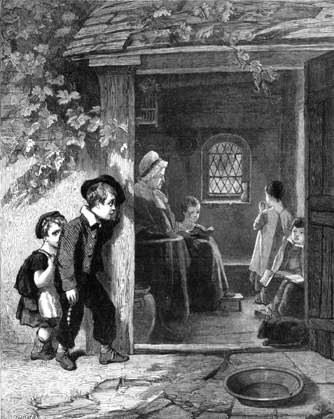 Going To School, by T. Webster, R.A., in the National Gallery..., South Kensington, 1864. Creator: W Thomas.