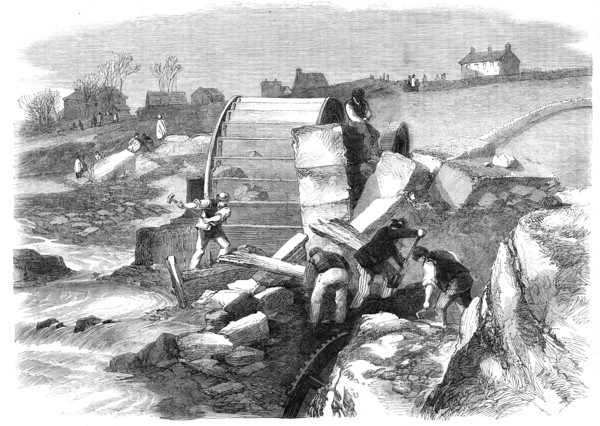 Illustrations of the Flood at Sheffield:...Broadhead Wheel Mill...workmen searching for tools, 1864. Creator: Unknown.