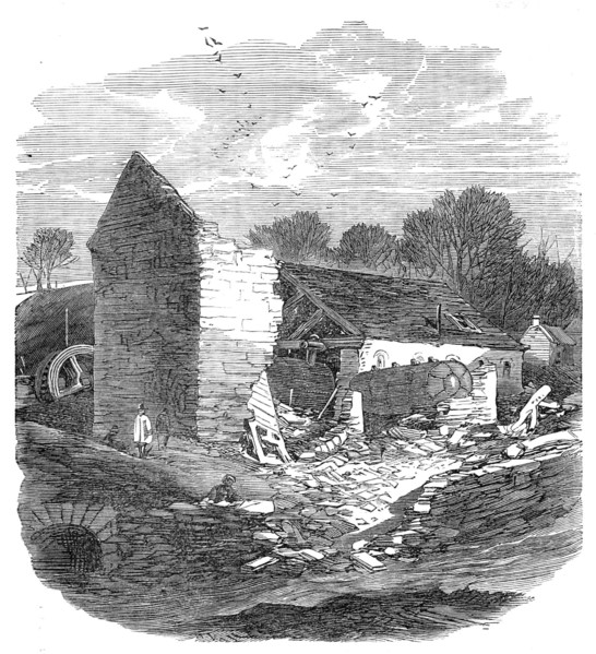 The Flood at Sheffield: remains of a wire-mill near Malin Bridge, 1864. Creator: Unknown.