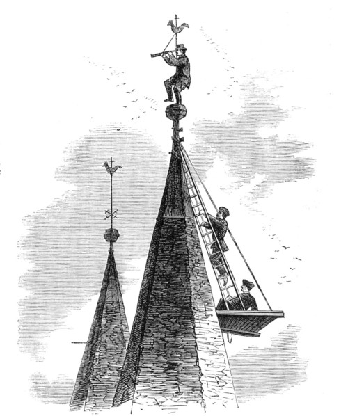 The War in Denmark: Prussian look-out on Broacker Church spire..., 1864. Creator: Unknown.