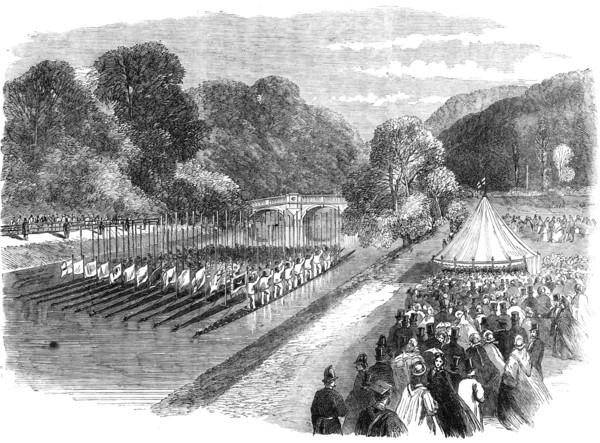 The Royal Visit to Cambridge: procession on the Cam in honour of the Prince and Princess..., 1864. Creator: Unknown.