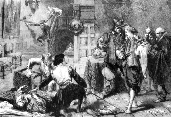 A Tavern Brawl, by John Gilbert,...Exhibition of the Society of Painters in Water Colours, 1864. Creator: W Thomas.
